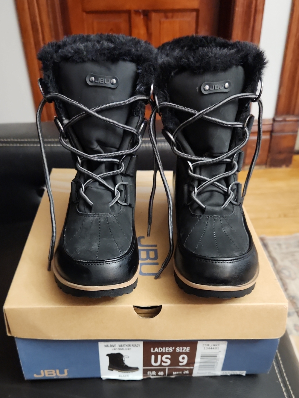JBU Women's Black Winter Lace-Up Boots Sz9